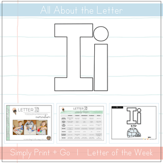 Visual guide for teaching the letter Ii in toddler and preschool curriculum with printable resources.
