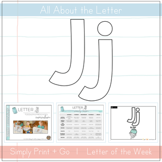 Visual guide for teaching Letter Jj, featuring simple printables and activities for toddlers and preschoolers.