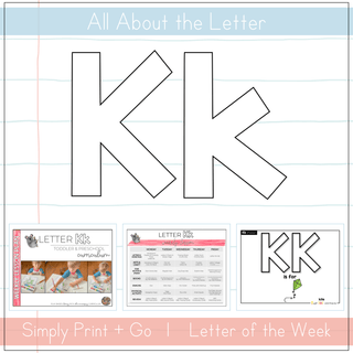 Toddler & Preschool Letter K curriculum resources including printables and learning materials for teaching the letter K.