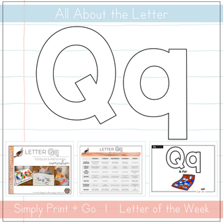 All About the Letter Qq curriculum for toddlers and preschoolers with printable activity resources.