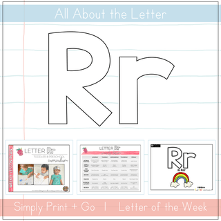 Letter Rr curriculum for toddlers and preschoolers, featuring printable resources and activities.