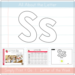 All About the Letter Ss curriculum for toddlers and preschool, featuring printable resources and activities.