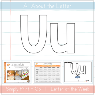 Letter Uu curriculum for toddlers and preschoolers, with printables and educational resources.