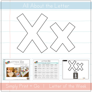 Educational materials for teaching the letter Xx, including worksheets and activities for toddlers and preschoolers.