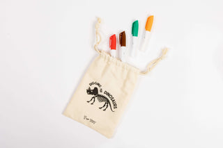 Drawstring bag with markers supporting preschool creative and learning activities