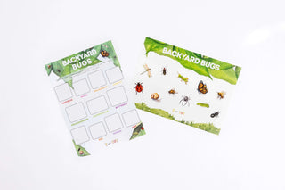 Bug scavenger hunt activity with stickers encouraging nature exploration and early learning