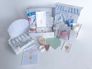 Ice Cream Scientist Kit includes colorful ice cream supplies and fun activity cards for children to explore science and creativity.