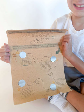 Outdoor explorer map guiding preschoolers through nature exploration activities