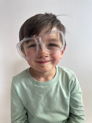 Preschooler wearing Geologist goggles