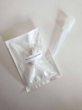Moon Rock Experiment setup from Back to Space Kit, introducing basic chemistry through hands-on science activity
