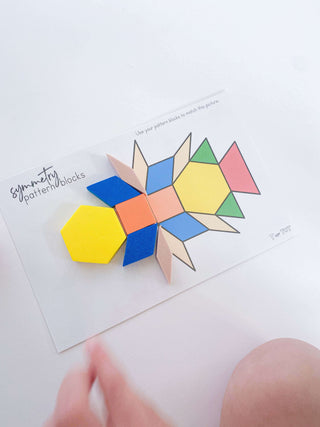 The Discovery Kit Pattern Blocks with Build & Count laminated cards