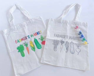 Farmer’s Market Canvas Tote (with paint). Early Childhood Education learn & play activity.
