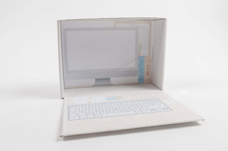 Pretend play computer encouraging preschool role-play and early literacy activities