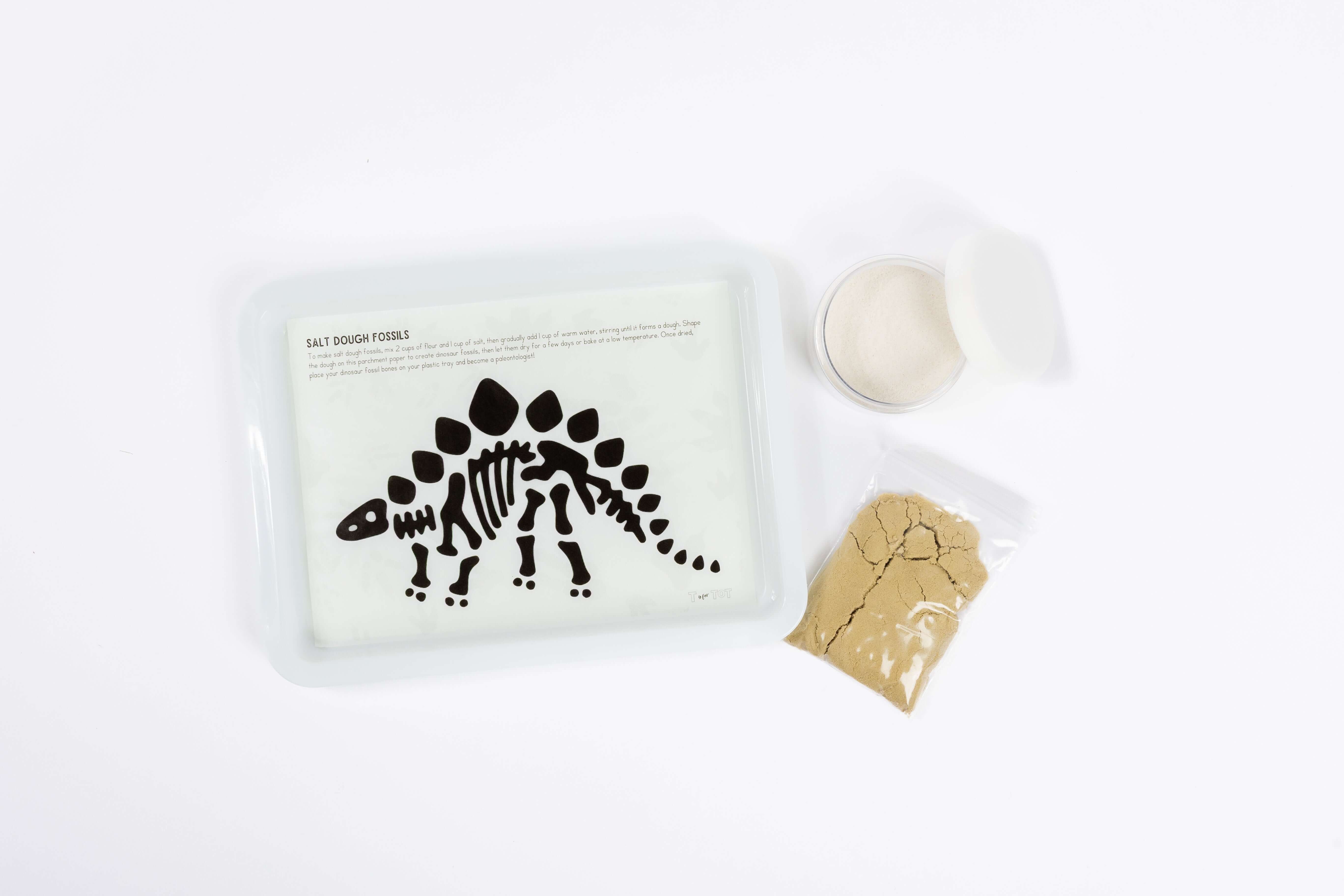 Preschool fossil-making activity using salt dough for early science learning
