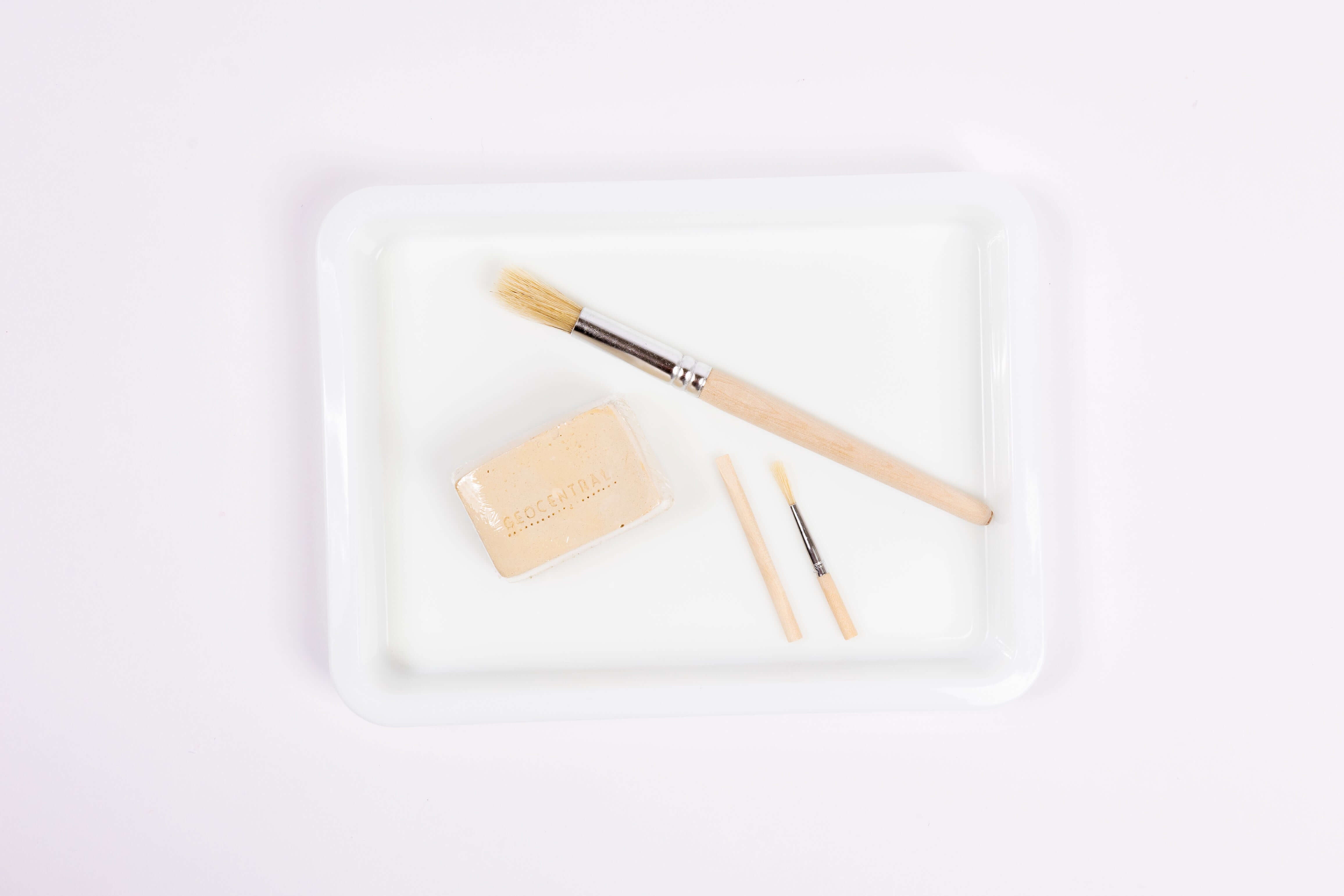 Dinosaur excavation block with digging tools for hands-on preschool science exploration