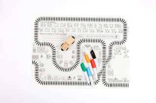 Train silicone learning mat supporting preschool play, problem solving, and fine motor skills