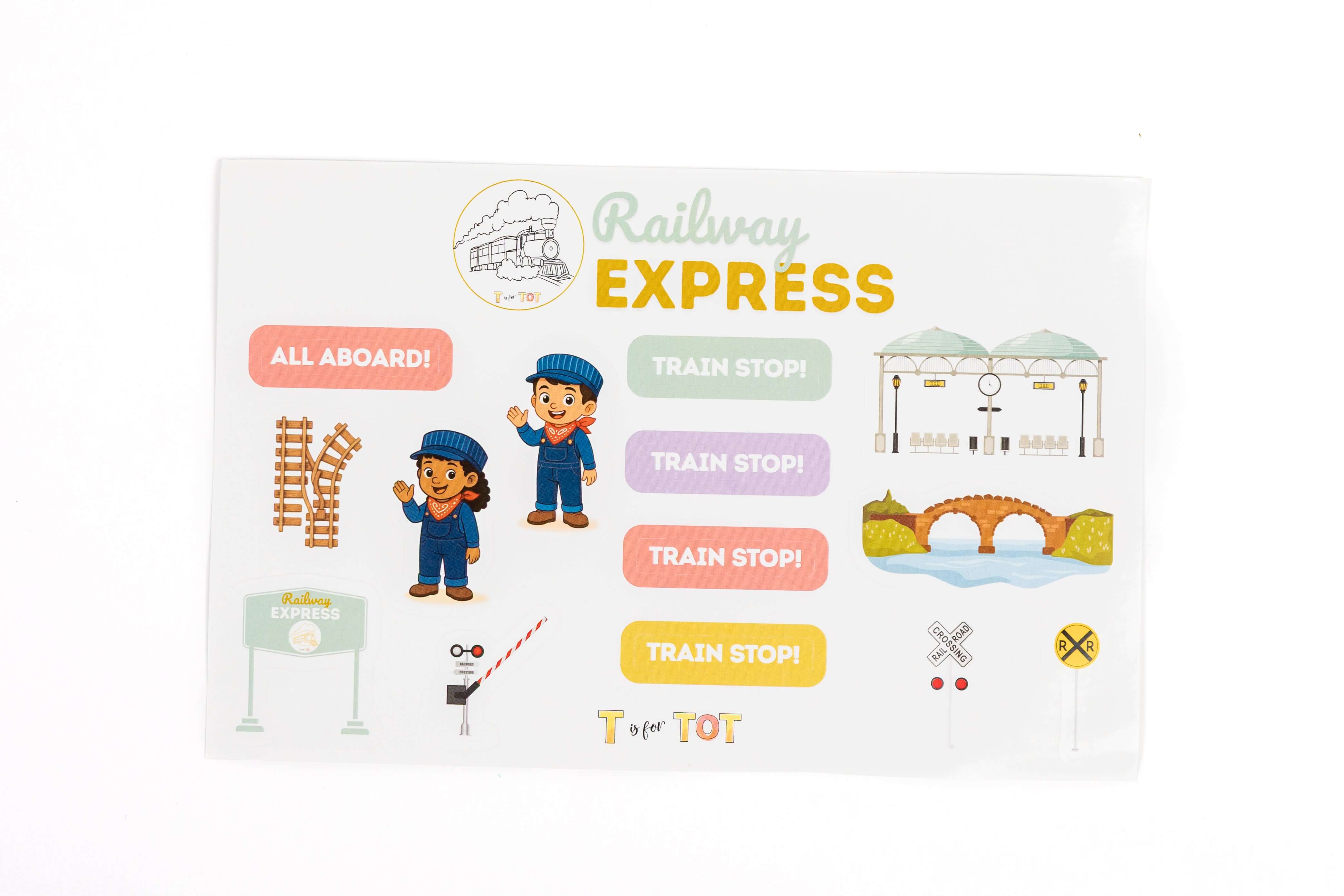 Race to the Station board game supporting preschool counting, turn-taking, and problem-solving