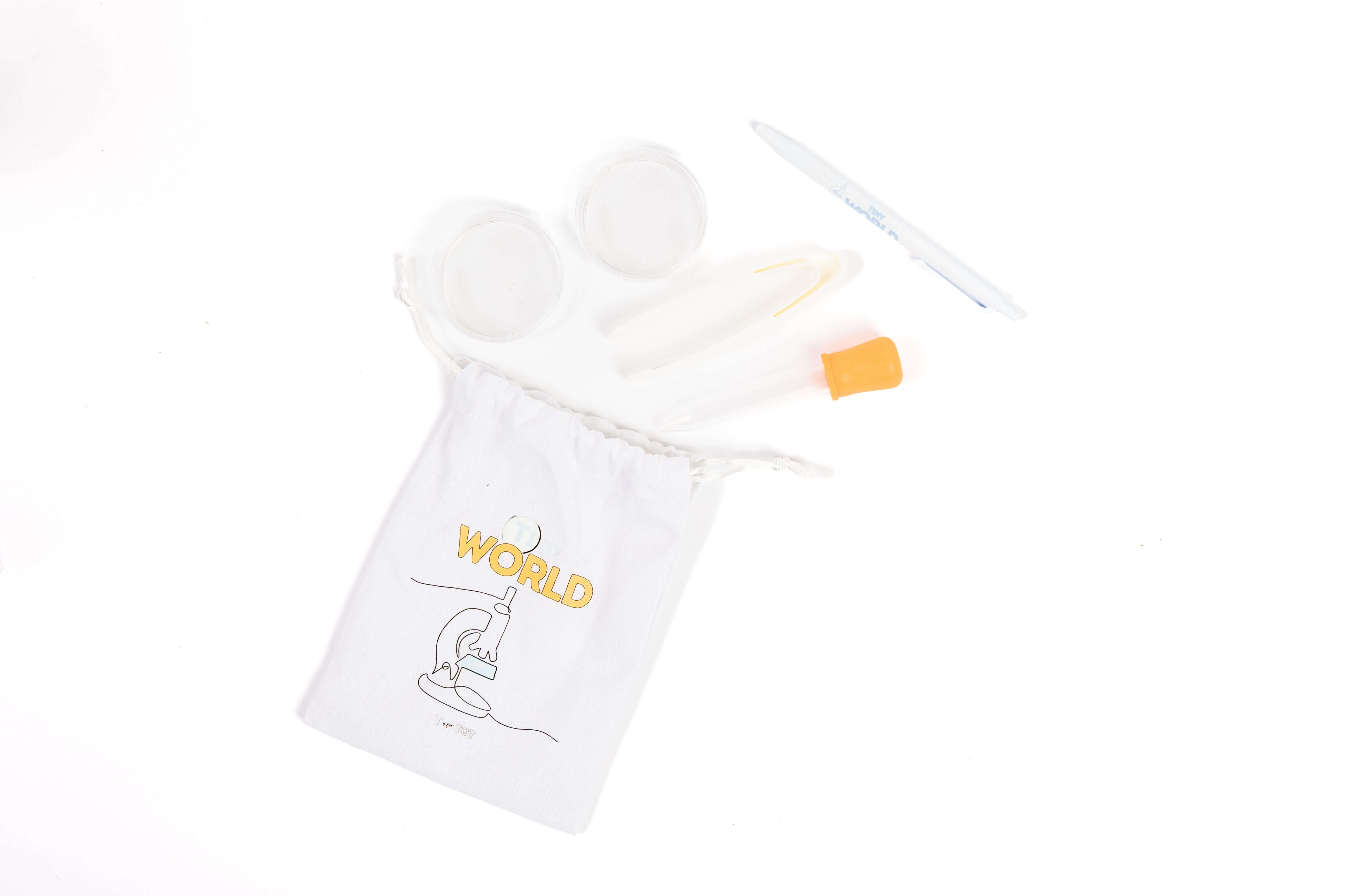 Microscope specimen slides and sample collection vials for preschool science activities