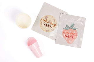 Cookie dough and strawberry sand sensory materials for preschool hands-on play