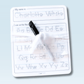 Personalized dry erase name and alphabet learning board for kids, reusable educational tool for toddler and preschooler writing practice